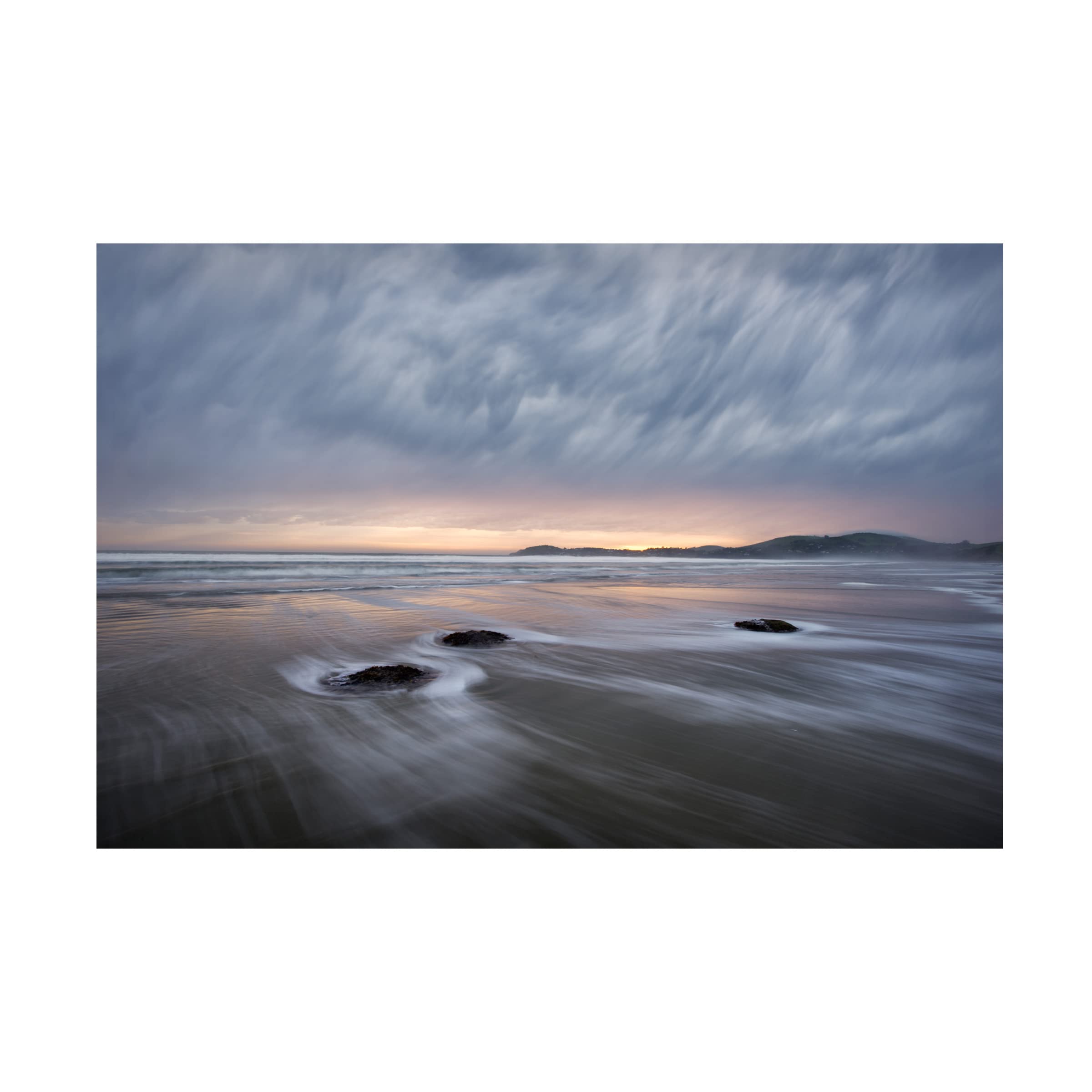 Windy Dawn At Koekohe Beach Canvas Wall Art Print by Shenshen Dou - Stunning Ocean Sunrise Landscape Painting for Living Room, Bedroom & Office Decor
