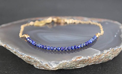 Natural Lapis Lazuli Bracelet & Anklet Set - 2.5mm Dainty Gemstone Jewelry for Women, Healing Crystal Beaded Bracelet, Boho Minimalist Style for Meditation, Yoga & Spiritual Gifts