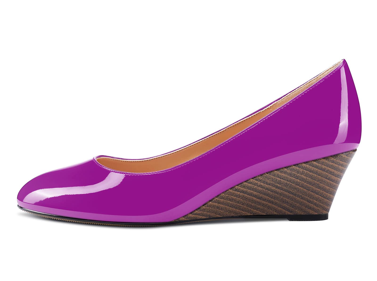 NobleOnly Women's Wedge Heel Pumps - Elegant Slip-On Mid Heel Office Shoes with 5CM Height - Perfect for Business, Work & Professional Occasions
