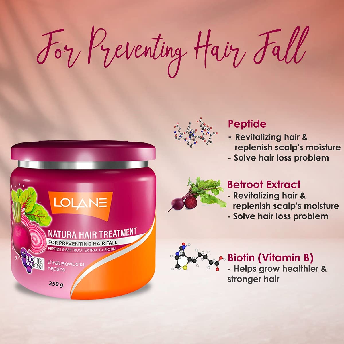 Lolane Natura Hair Treatment for Hair Fall Prevention - Strengthens & Nourishes Hair for Thicker, Healthier Locks - Perfect for Daily Use & Damaged Hair Repair