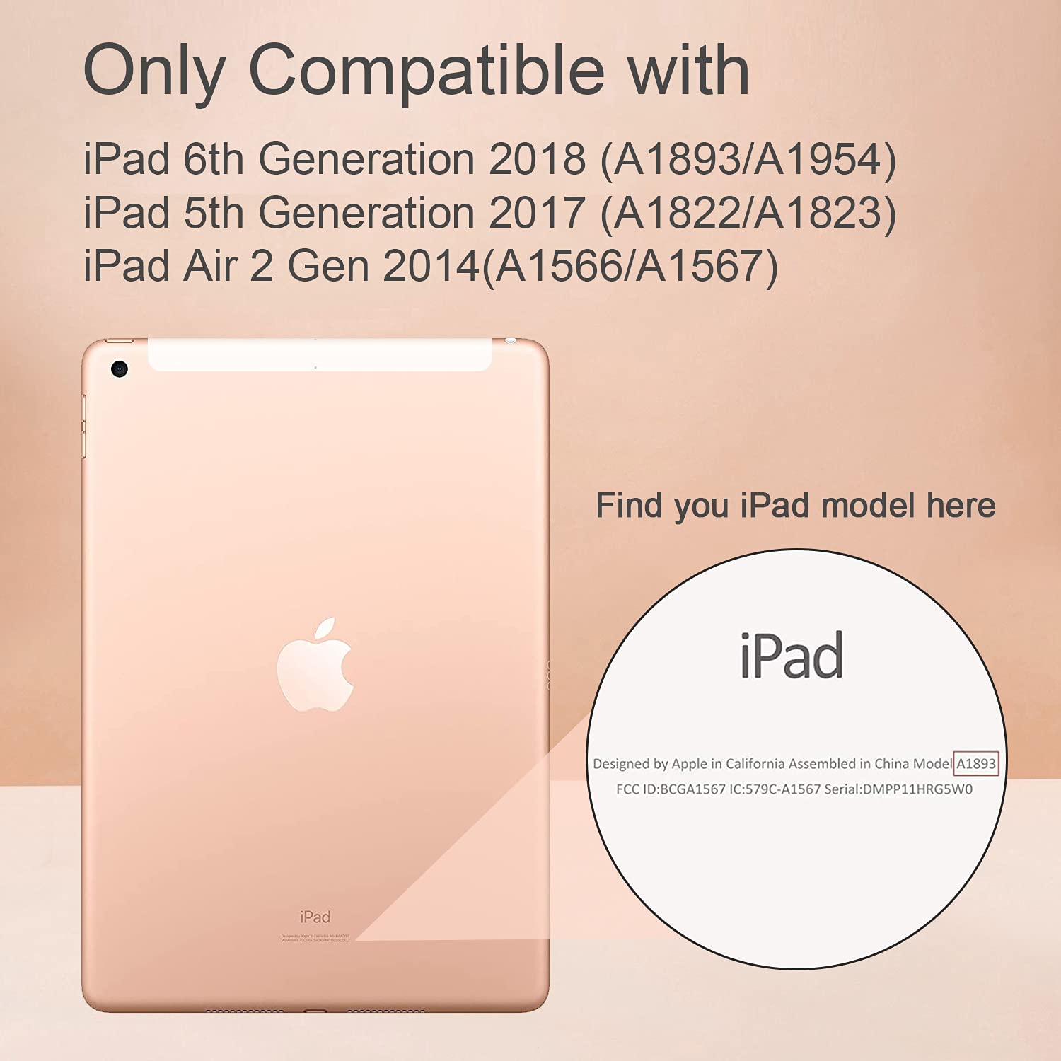 Pink Glitter iPad Air 2 Case - Slim Full-Body Protective Cover with Screen Protector & Stand for iPad 6th/5th Gen (2017/2018) & 9.7-inch iPad - Perfect for Women & Girls at School, Work or Travel