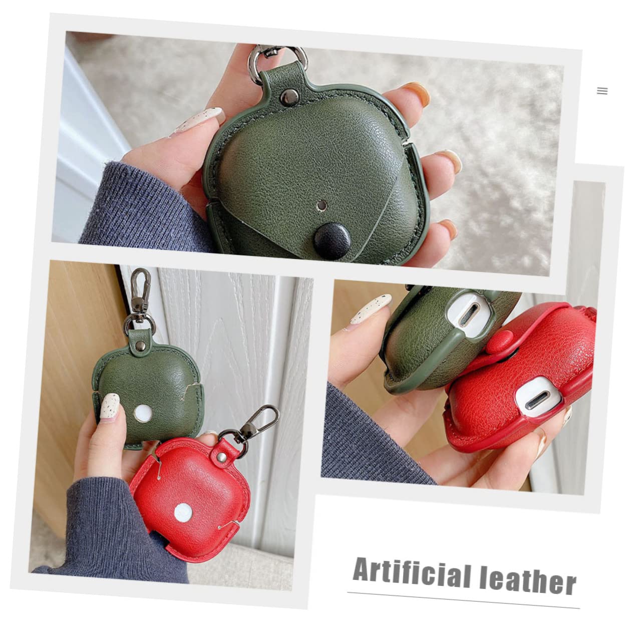 Premium 2-Pack Imitation Leather Headphone Case - Universal Earbud Storage Pouch for AirPods, Wireless Earphones & Headset Accessories | Travel, Gym & Daily Use Organizer