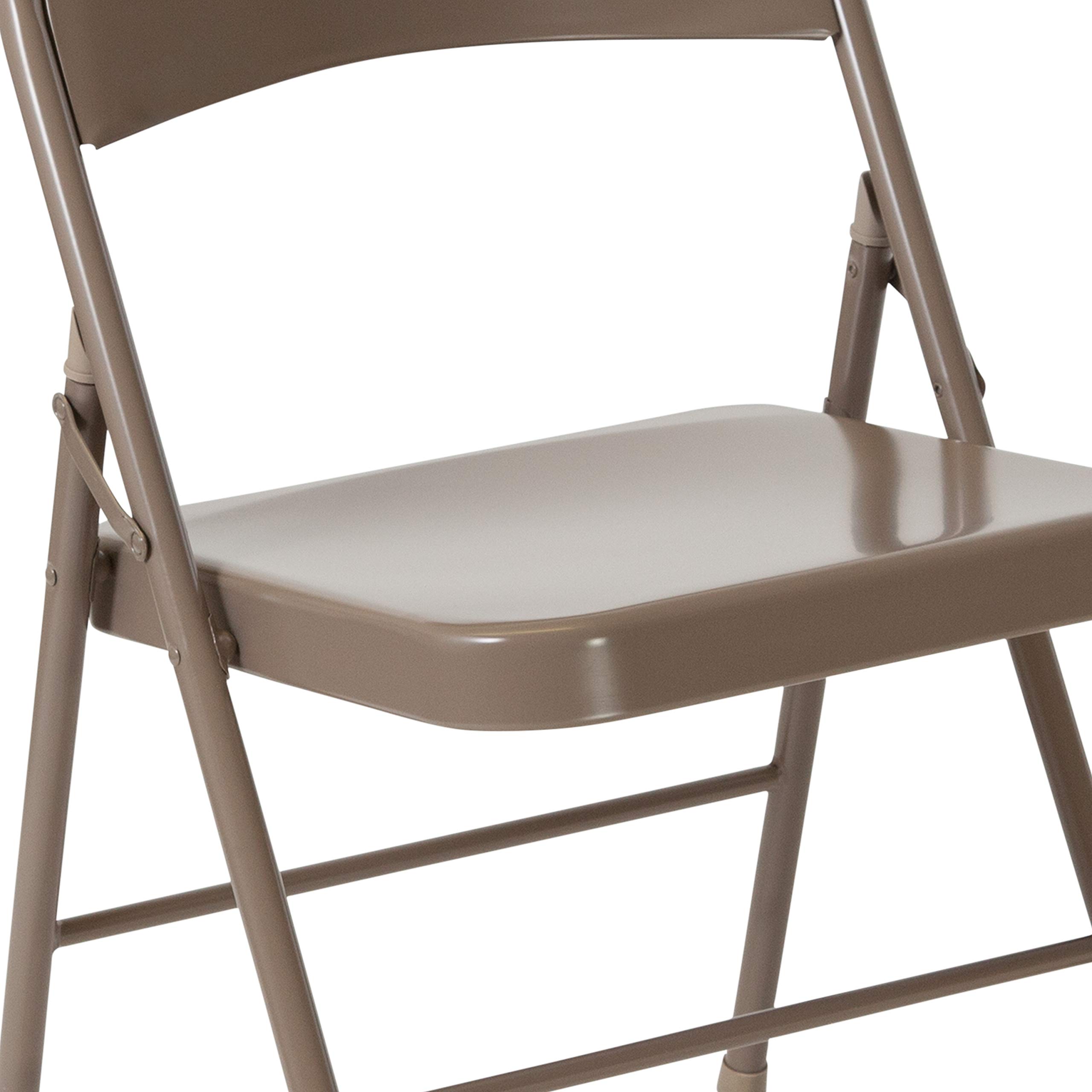 Flash Furniture HERCULES Series Heavy Duty Beige Metal Folding Chair - Double Braced Commercial Grade for Events, Parties, Weddings & Outdoor Gatherings