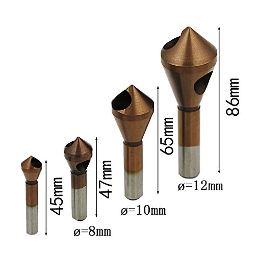 HSS CO M35 Countersink Deburring Drill Bit - High Speed Steel Metal Taper Chamfering Tool for Stainless Steel, Hole Saw Cutter - Round Shank Handle (10mm, 15mm, Brown) - Perfect for Metalworking, Woodworking, and DIY Projects