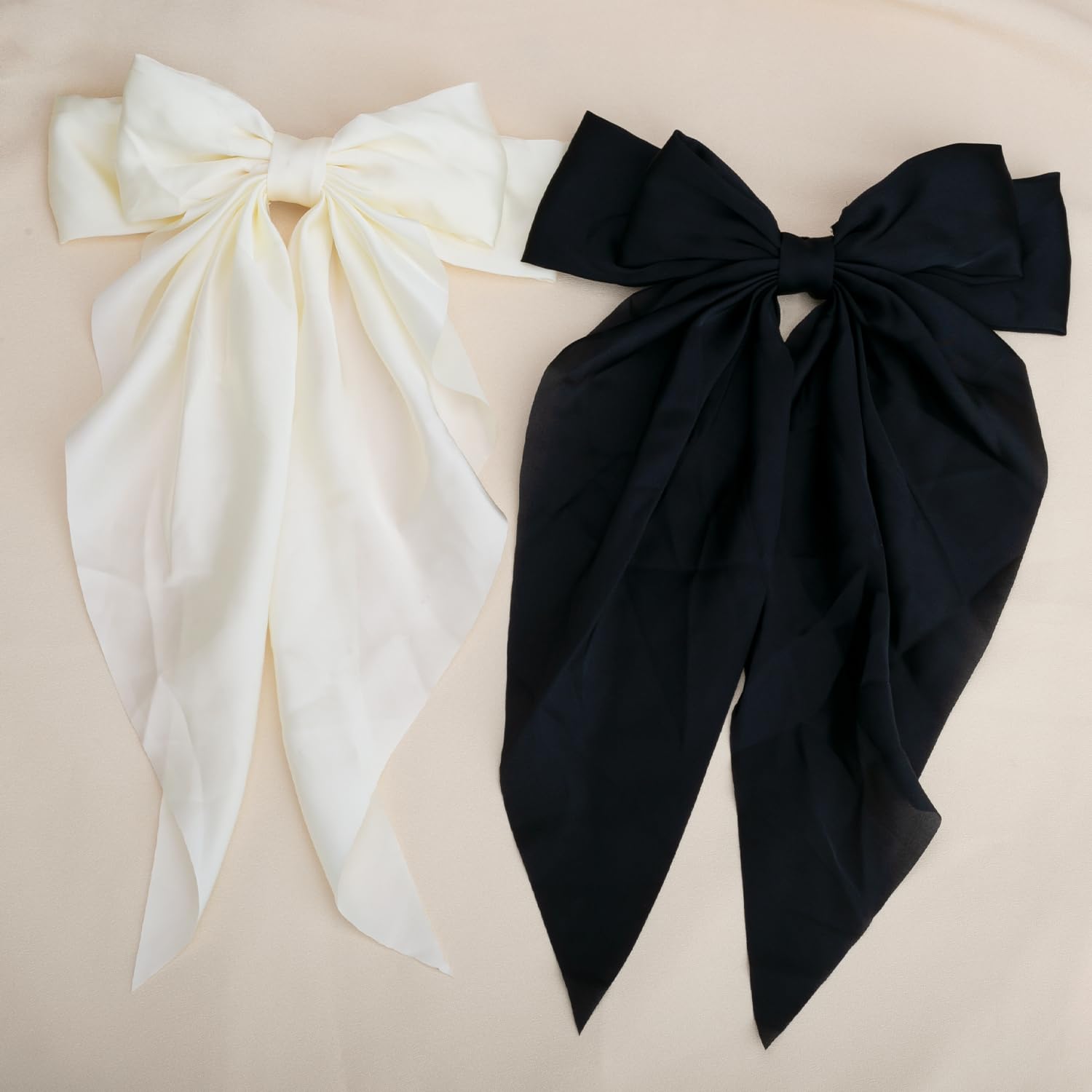 6 PCS Cute Hair Bows for Women & Girls - Tassel Ribbon Bowknot Hair Clips in Black & White - Perfect Hair Accessories for Parties, Weddings & Daily Wear