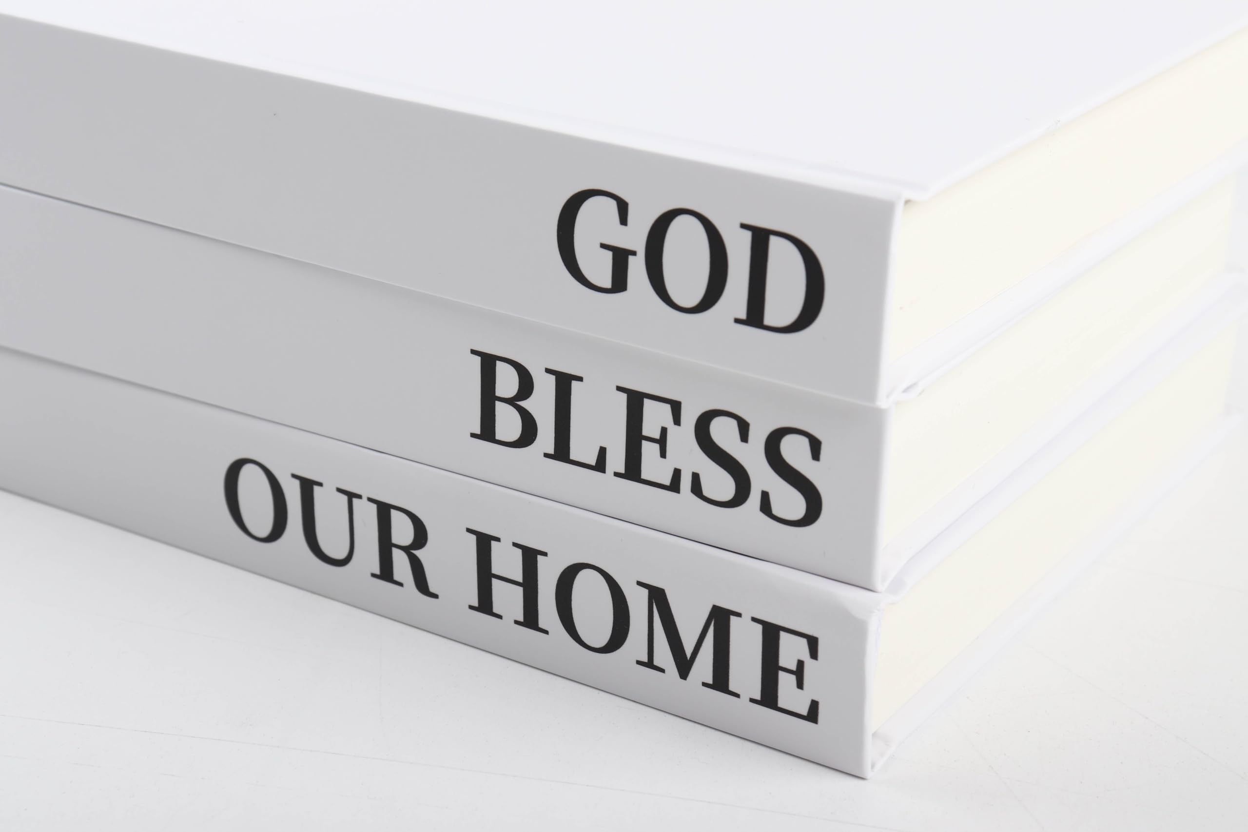 GOD Bless Our Home (Set of 3) - Decorative Coffee Table Books for Home Decor, Faux Books for Bookshelf | Perfect for Living Room, Bedroom & Office Decor