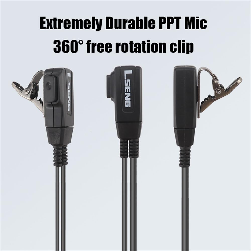 10 Pack Acoustic Tube Earpiece with PTT Mic - 2 Pin Walkie Talkie Headset Compatible with Motorola CP200, GP2000, CLS1450 & 2-Way Radios - Ideal for Security, Construction & Event Staff Communication