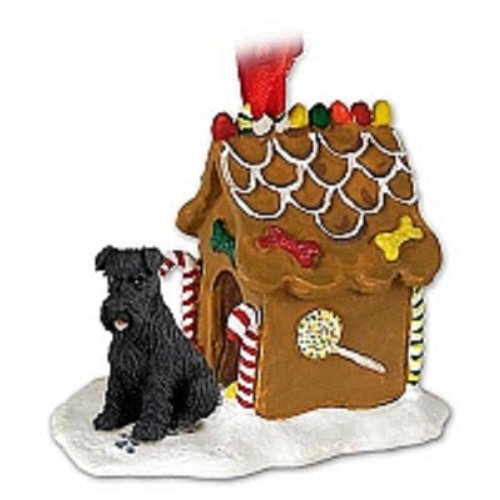Black Schnauzer Dog with Natural Ears Gingerbread House Christmas Ornament - Perfect for Holiday Tree Decor, Gift for Dog Lovers & Christmas Collectors