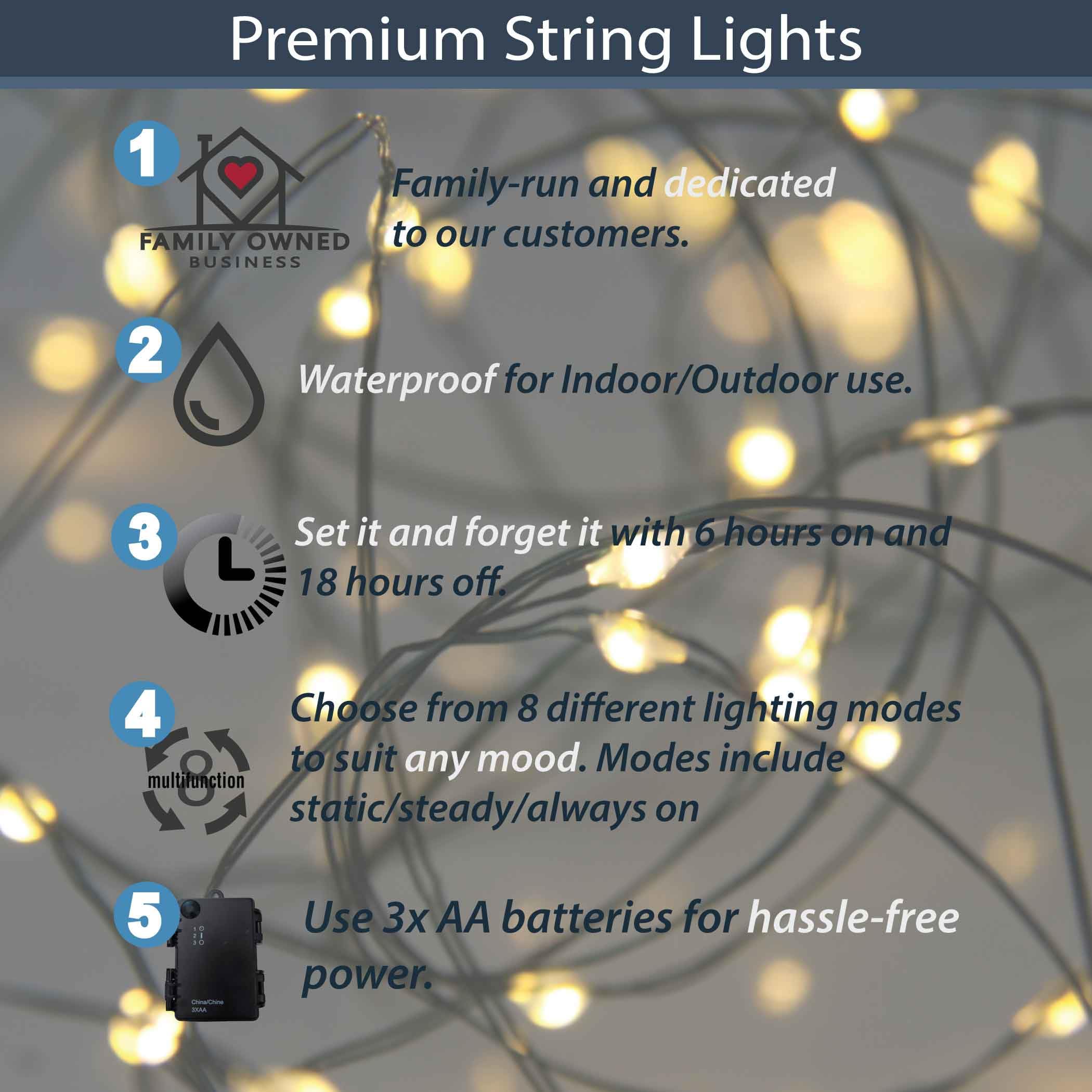 30 LED Battery Operated Christmas Lights - Warm White Waterproof Fairy String Lights with Timer for Indoor/Outdoor Holiday Decor | Perfect for Tree, Patio, Garden, Mantel & Window Decorations