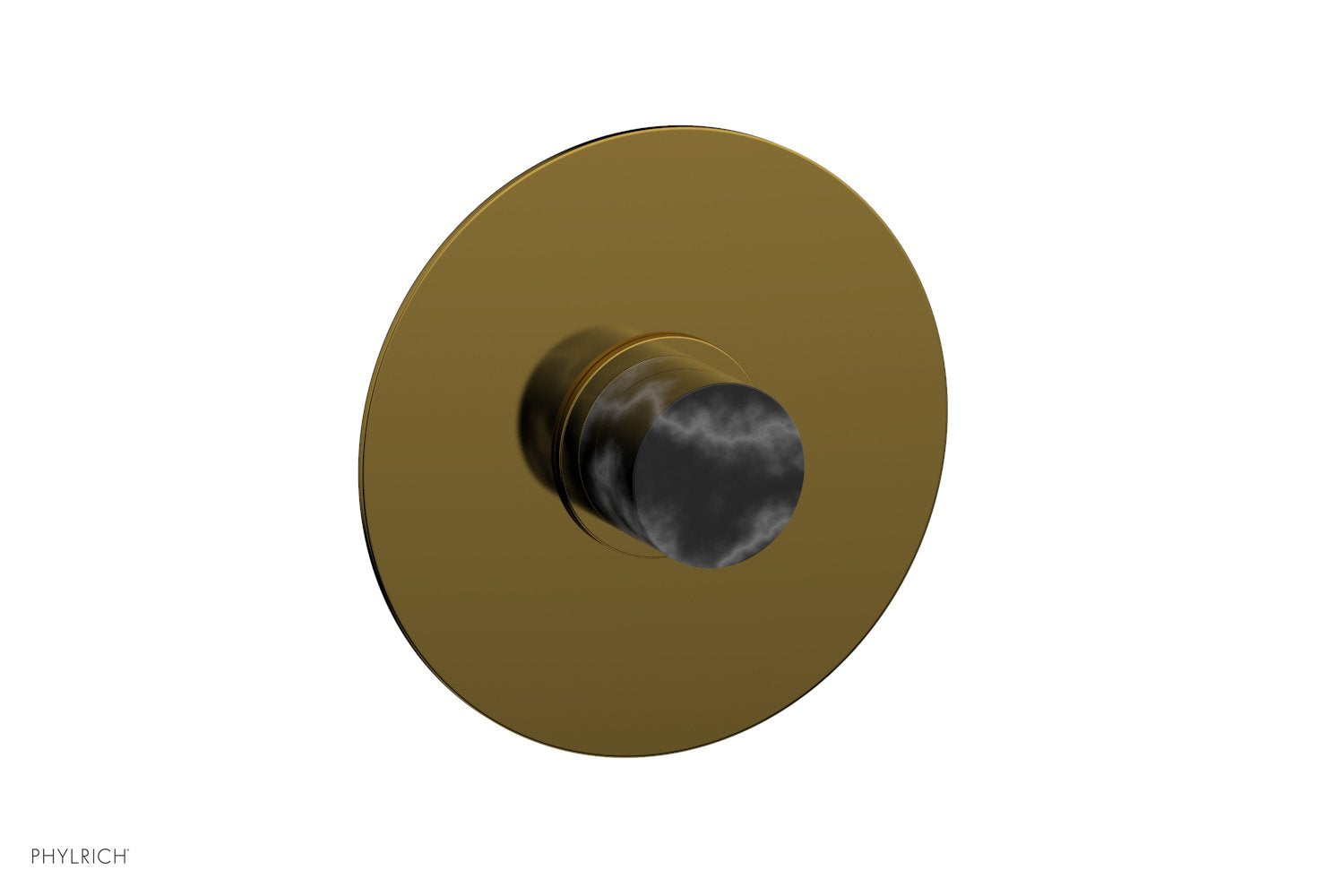 BASIC II 3/4 Thermostatic Round Shower Trim Plate with Black Marble Handle - Modern Bathroom Faucet for Luxury Showers (Model 4 182) | Perfect for Spa-Like Bathroom Renovations