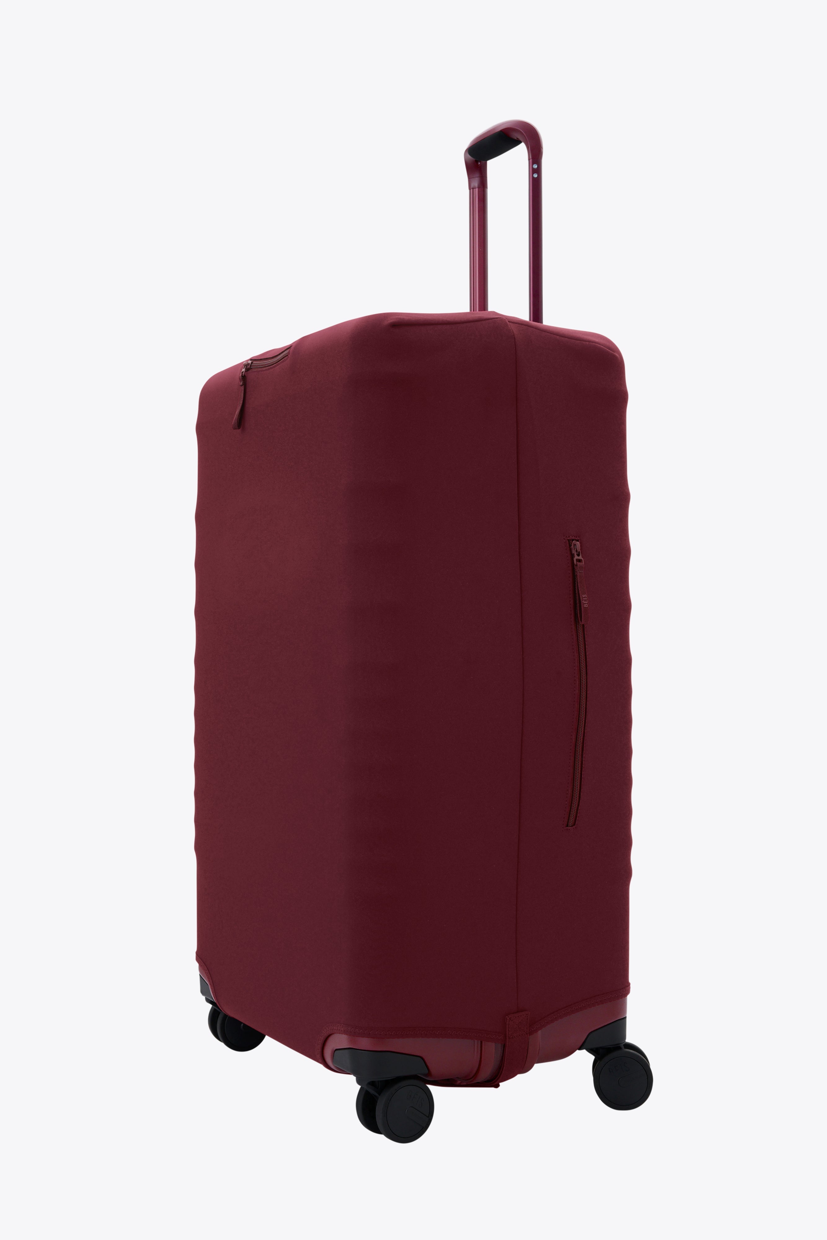 Burgundy Large Check-In Luggage Cover - Durable Suitcase Protector for Travel, Airplane & Vacation - Perfect for International Flights & Business Trips