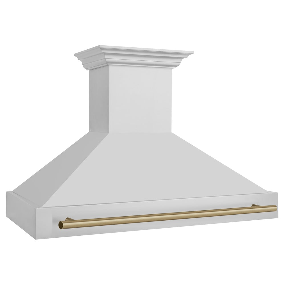 ZLINE Autograph Edition 48 Inch Stainless Steel Range Hood with Champagne Bronze Handle - Professional Kitchen Ventilation for Modern Homes (8654STZ 48 CB) - Perfect for Gourmet Cooking and Open-Concept Kitchens