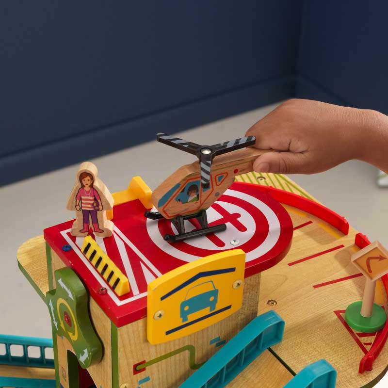 Wash n Go Wooden Car Garage Toy Set for Kids - Pretend Play Vehicle Wash Station with Parking Ramp - Perfect for Toddlers & Preschoolers (Great for Birthday Gifts & Early Learning Playtime)