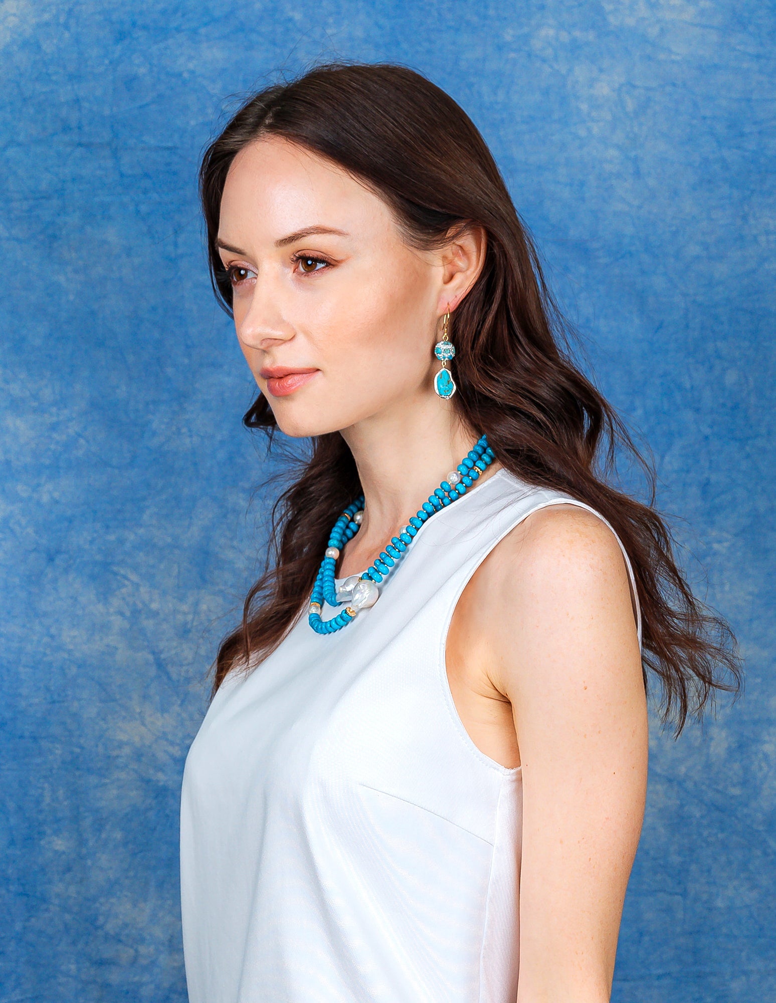 Turquoise Dangle Earrings EE010 - Handmade Boho Chic Jewelry for Women | Perfect for Parties, Weddings & Everyday Wear