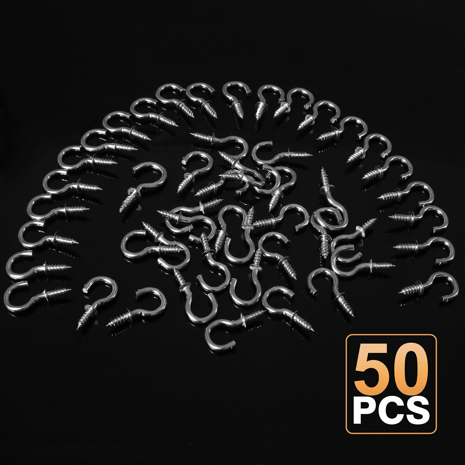 50Pcs 1/2 Inch Silver Cup Hooks - Heavy Duty Nickel Plated Metal Screw Hooks for Ceiling, Wall & DIY Projects - Perfect for Hanging Plants, Lights & Decorations