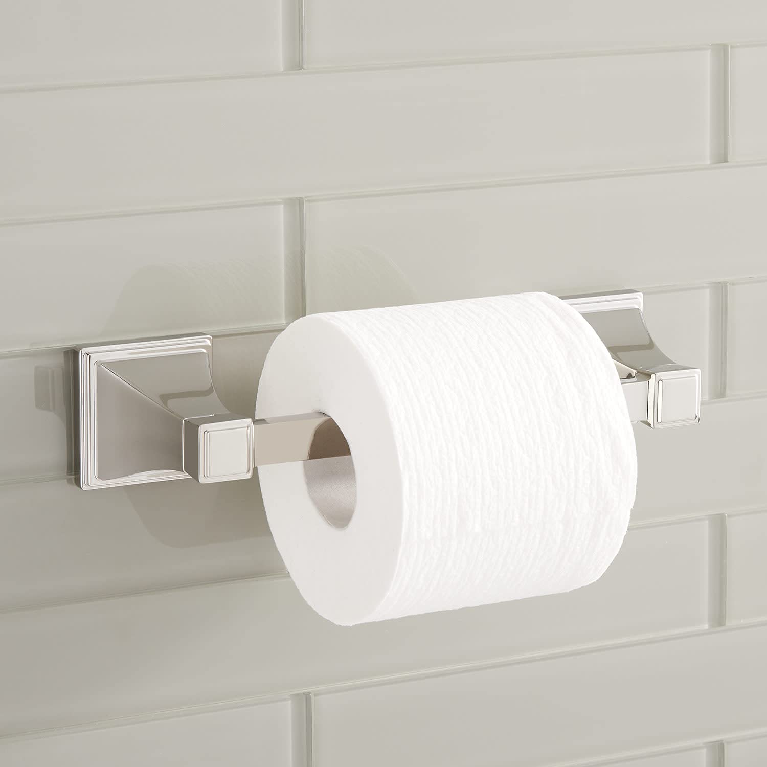 Signature Hardware 446109 Pinecrest Toilet Paper Holder - Polished Nickel Finish - Bathroom Tissue Roll Stand - Modern & Durable Design for Home, Office, or Commercial Use