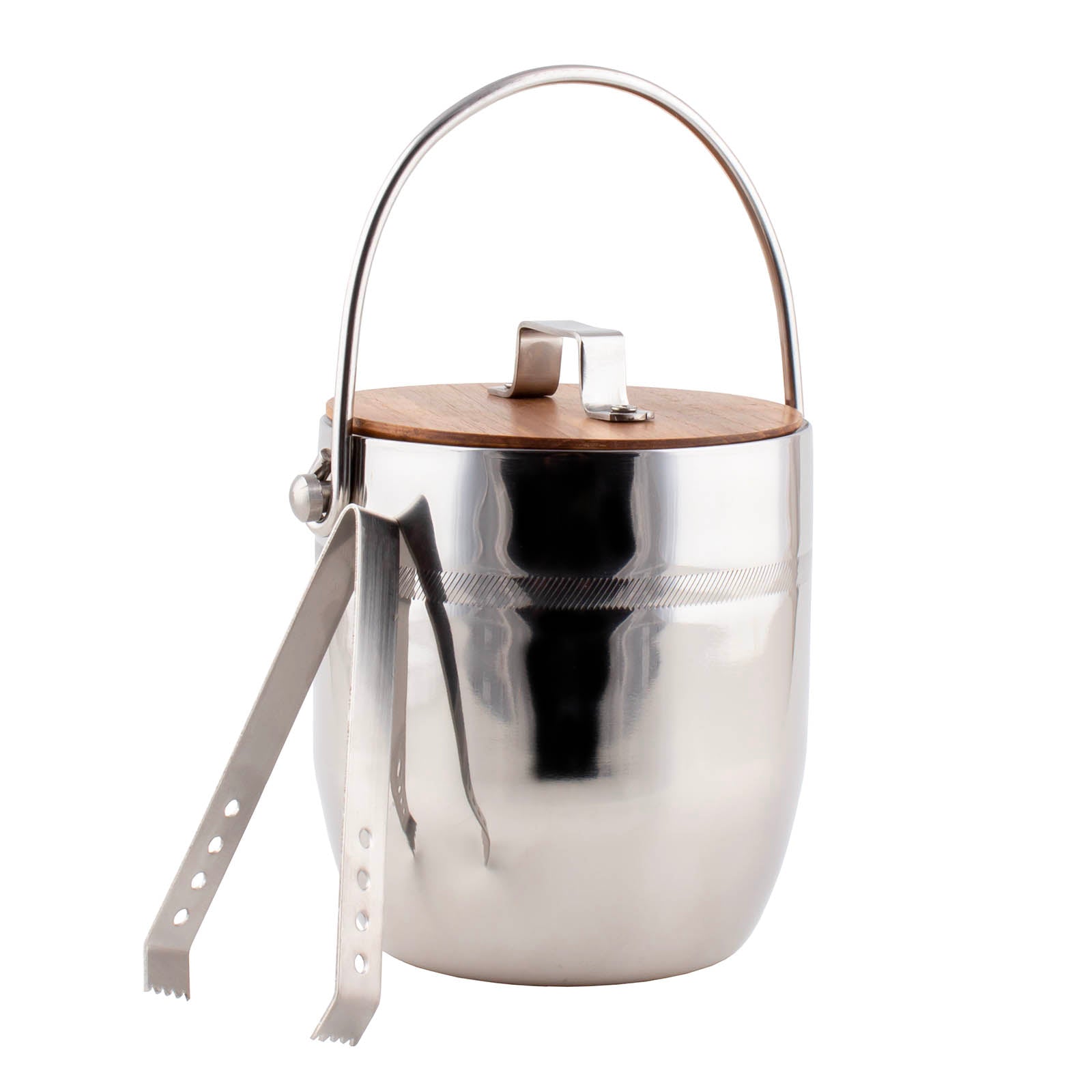 BarConic® Double Wall Stainless Steel Ice Bucket with Wooden Lid & Tongs - Keep Drinks Cold for Parties, Weddings, and Home Bars