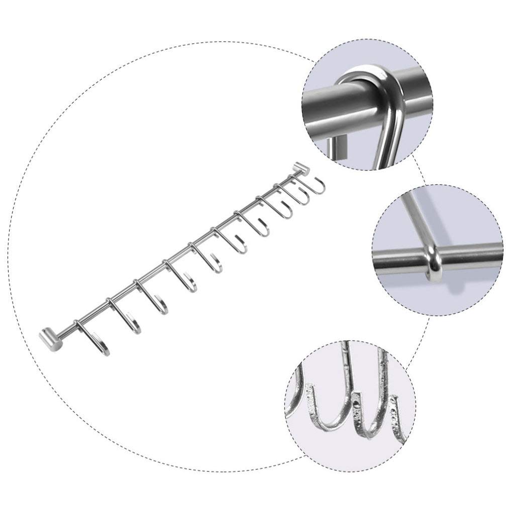 Stainless Steel Wall Hooks for Kitchen & Coat Hanging - Heavy Duty Sliding Hanger Rack for Utensils, Towels & Storage - Perfect for Organizing Small Spaces, Pantry & Entryway