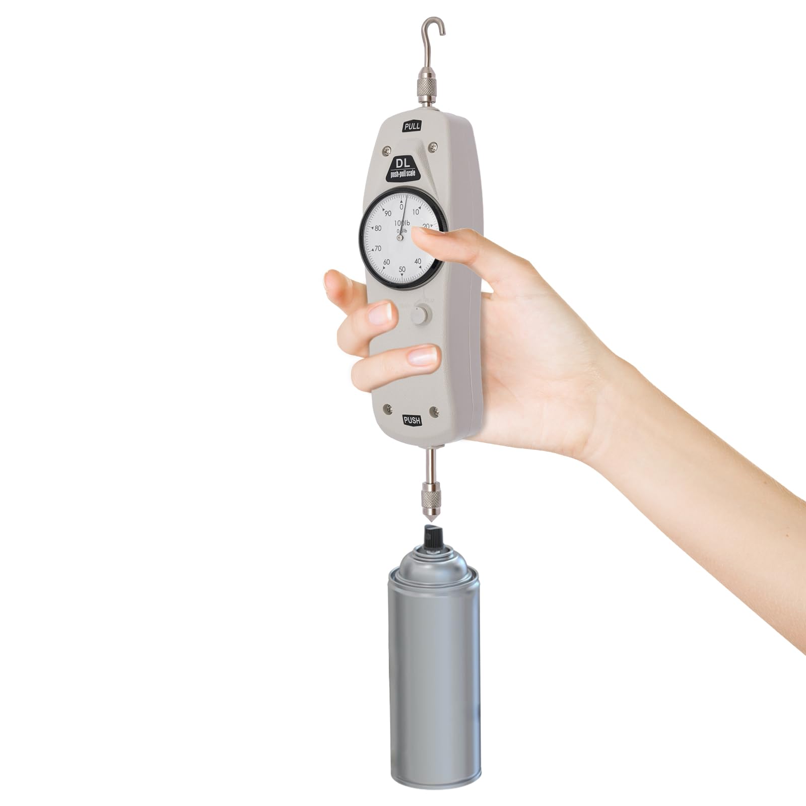 100lb Digital Push Pull Force Gauge - High Precision Force Tester & Dynamometer for Tension/Compression Testing - Ideal for Quality Control, Material Testing & Industrial Applications (DL-100)