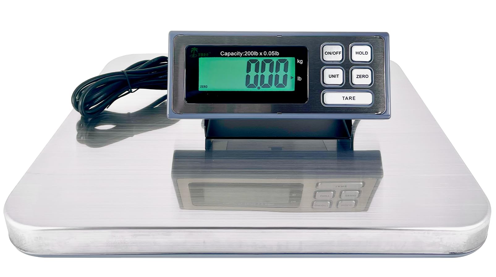 Tree LSS-200 Digital Shipping Scale - 200 lb Capacity (0.05 lb Precision) with Stainless Steel Platform, Tare Function & LCD Display - Perfect for USPS, UPS, FedEx Packages & Small Business Shipping