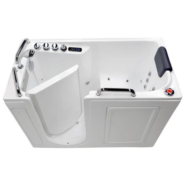 Anzzi 2753WILWD 27x53 Inch Left Drain Walk-In Bathtub with Whirlpool & Air Jets - White - Ideal for Elderly & Mobility Assistance, Spa-Like Relaxation at Home
