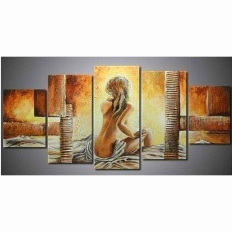 Hand Painted Canvas Oil Paintings - 5 Piece Modern Nude Women Art Collection for Living Room Wall Decor | Elegant Home & Office Display
