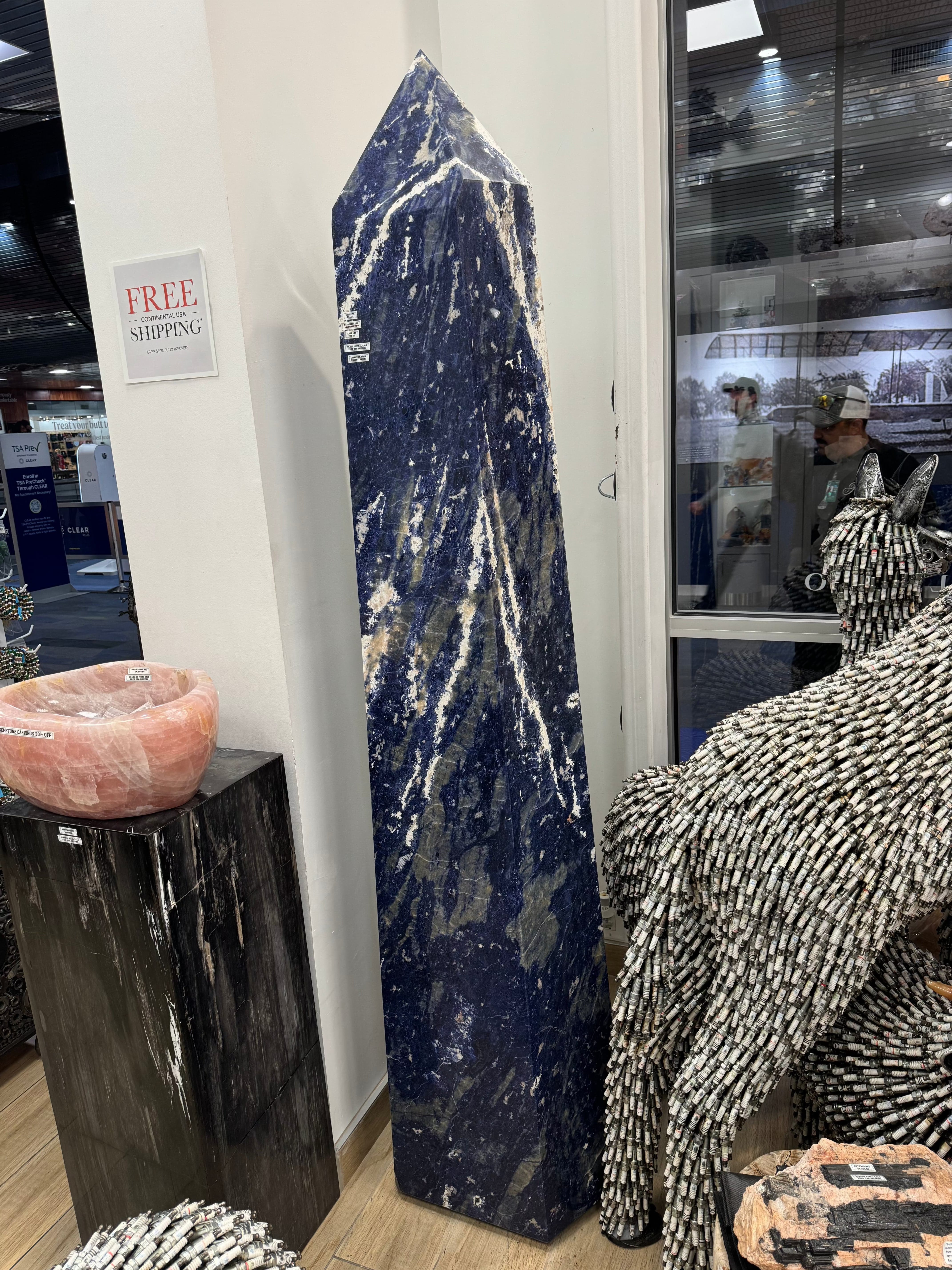 86” Natural Sodalite Obelisk from Brazil - 743 kg Large Healing Crystal for Home Decor, Meditation & Energy Work