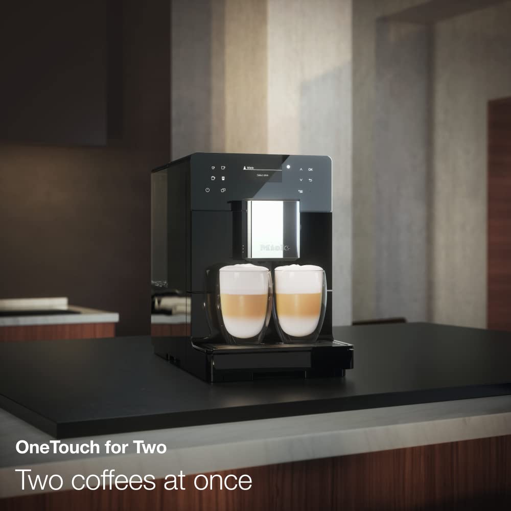 Miele CM 5310 Silence Automatic Coffee Maker - OneTouch for Two, AromaticSystem, Coffee Pot & Cleaning Programs - Obsidian Black | Perfect for Home & Office Use