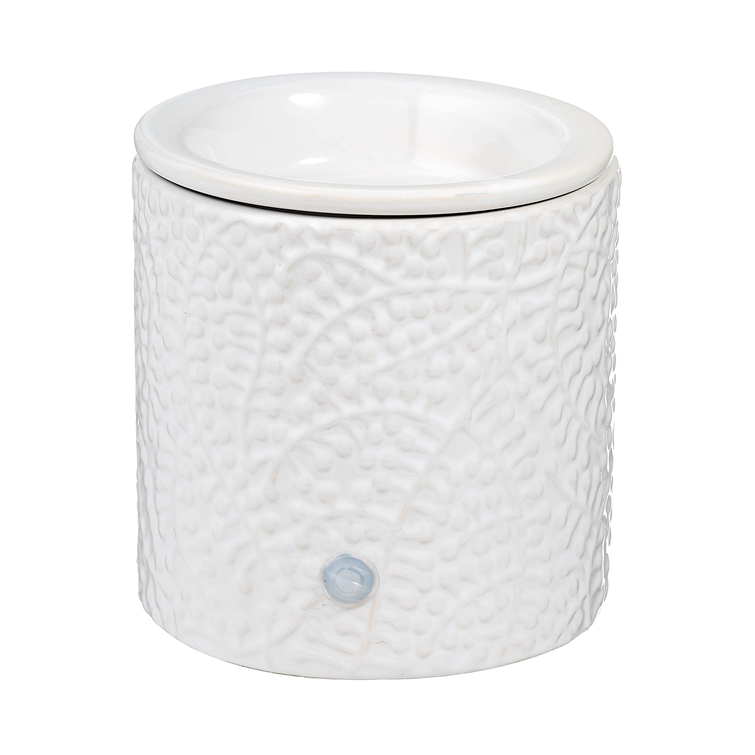 White Leaf Ceramic Electric Candle Warmer with Safety Timer | Automatic Plug-in Wax Melter for Scented Wax Cubes & Tarts | Home Office Air Freshener & Aromatherapy Decor | Perfect for Bedroom, Bathroom, Spa and Gift Giving