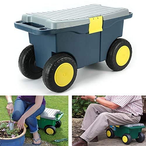 Removable Garden Cart Seat with Storage Tray - Heavy Duty 4-Wheel Garden Stool & Tool Organizer for Gardening, Landscaping | Perfect for Outdoor Work, Shed Storage & Backyard Organization
