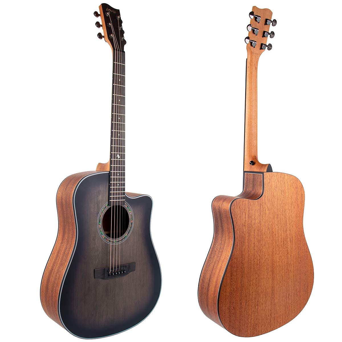 41 Inch Full-Size Dreadnought Acoustic Guitar with Cutaway - Professional Folk Guitar with 6 Metal Strings & Complete Beginner Kit (Gig Bag, Tuner, Strap, Picks) - Perfect for Beginners, Camping, Travel & Home Practice