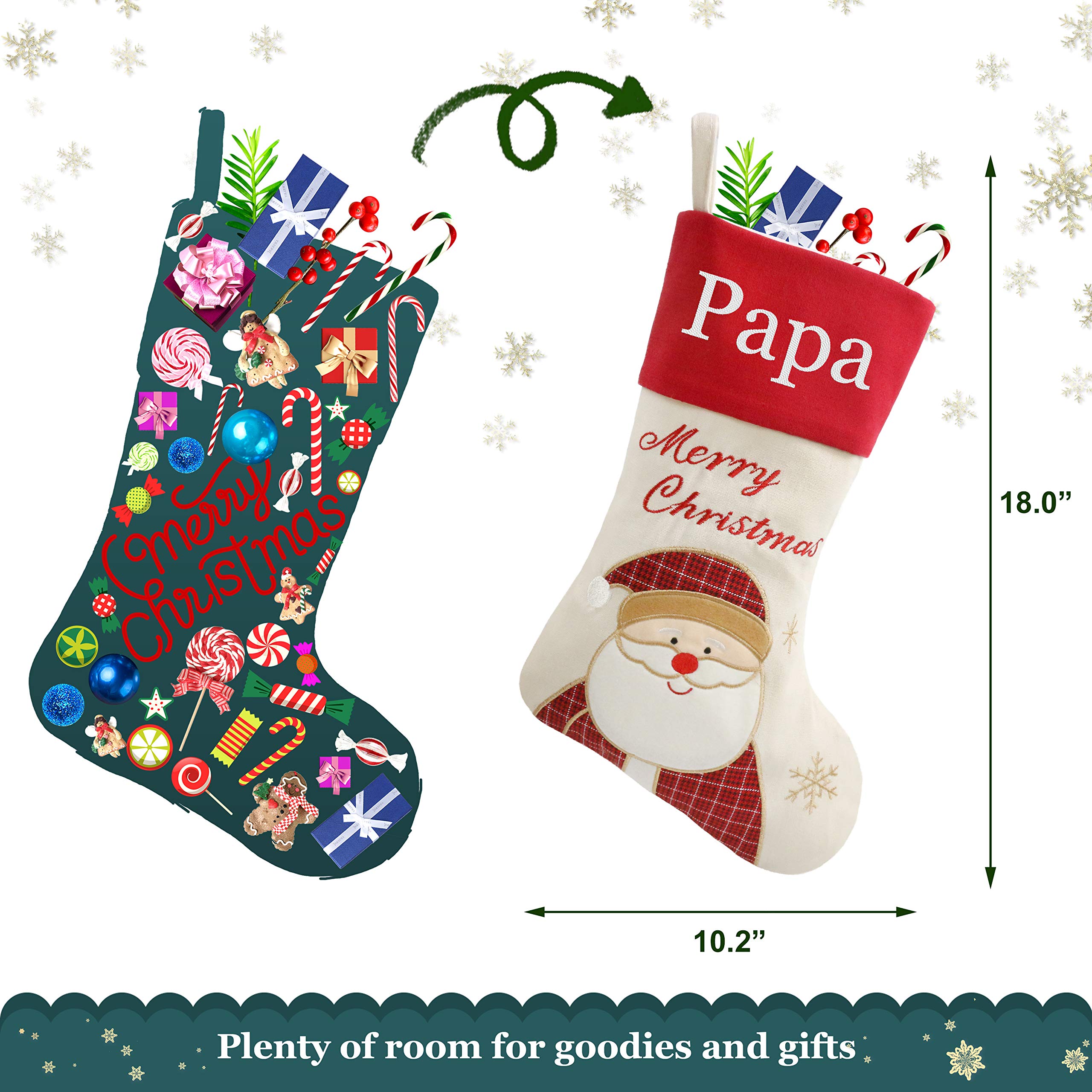 Personalized Christmas Stockings 18 Inch - Custom Embroidered Fireplace Hanging Stockings for Family Holiday Decorations - Perfect Christmas Gift for Home Decor (Style 28) - Ideal for Fireplace Mantel, Christmas Tree Decor & Festive Home Styling