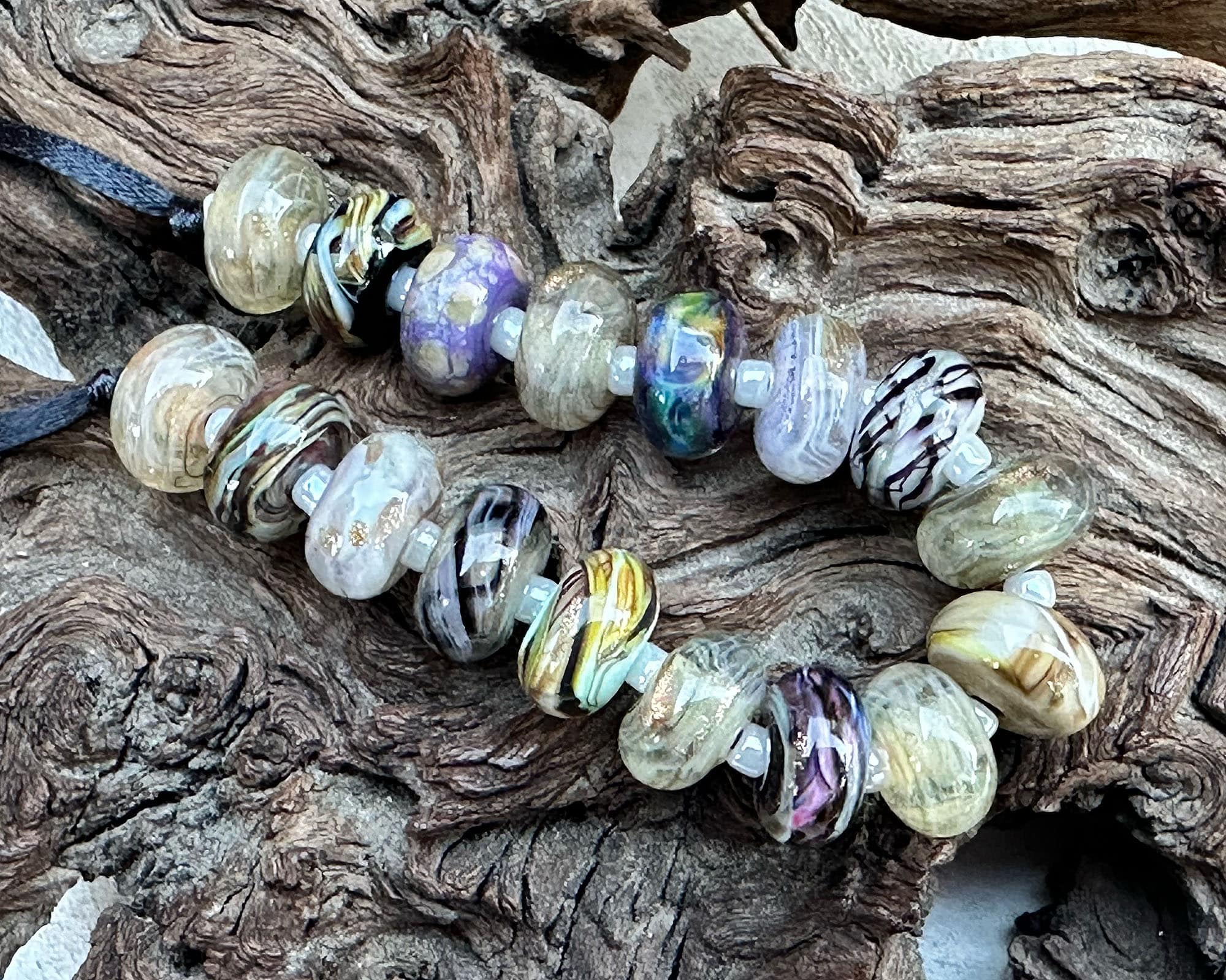 17-Piece Multicolor Lampwork Glass Beads Set for Jewelry Making - DIY Bracelets, Necklaces & Craft Projects (SRA Certified)