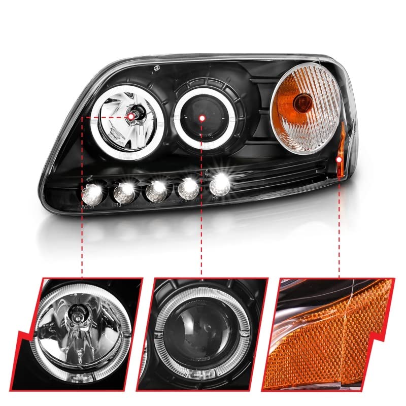 ANZO USA 111031 LED Halo Projector Headlight Set - Black | High Performance Headlights for Trucks & SUVs | Upgrade Your Night Driving & Off-Road Adventures