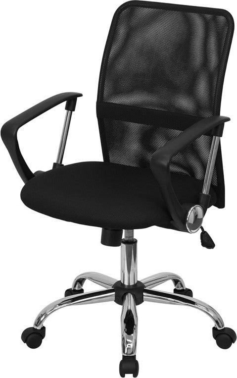 Ergonomic FLASH Jenkins Mid Back Mesh Office Chair with Lumbar Support & Adjustable Arms - Black Swivel Task Chair for Home Office, Gaming & Workspace Comfort
