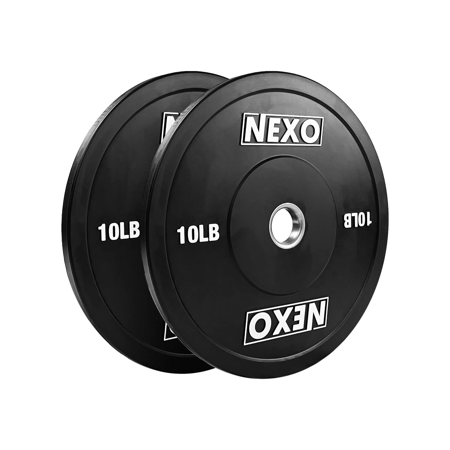 Premium NEXO Matte Black Rubber Bumper Plates - Cross Training Weight Plates Set for Home Gym & CrossFit Workouts - Durable Rubber Coating for Olympic Lifting & Strength Training