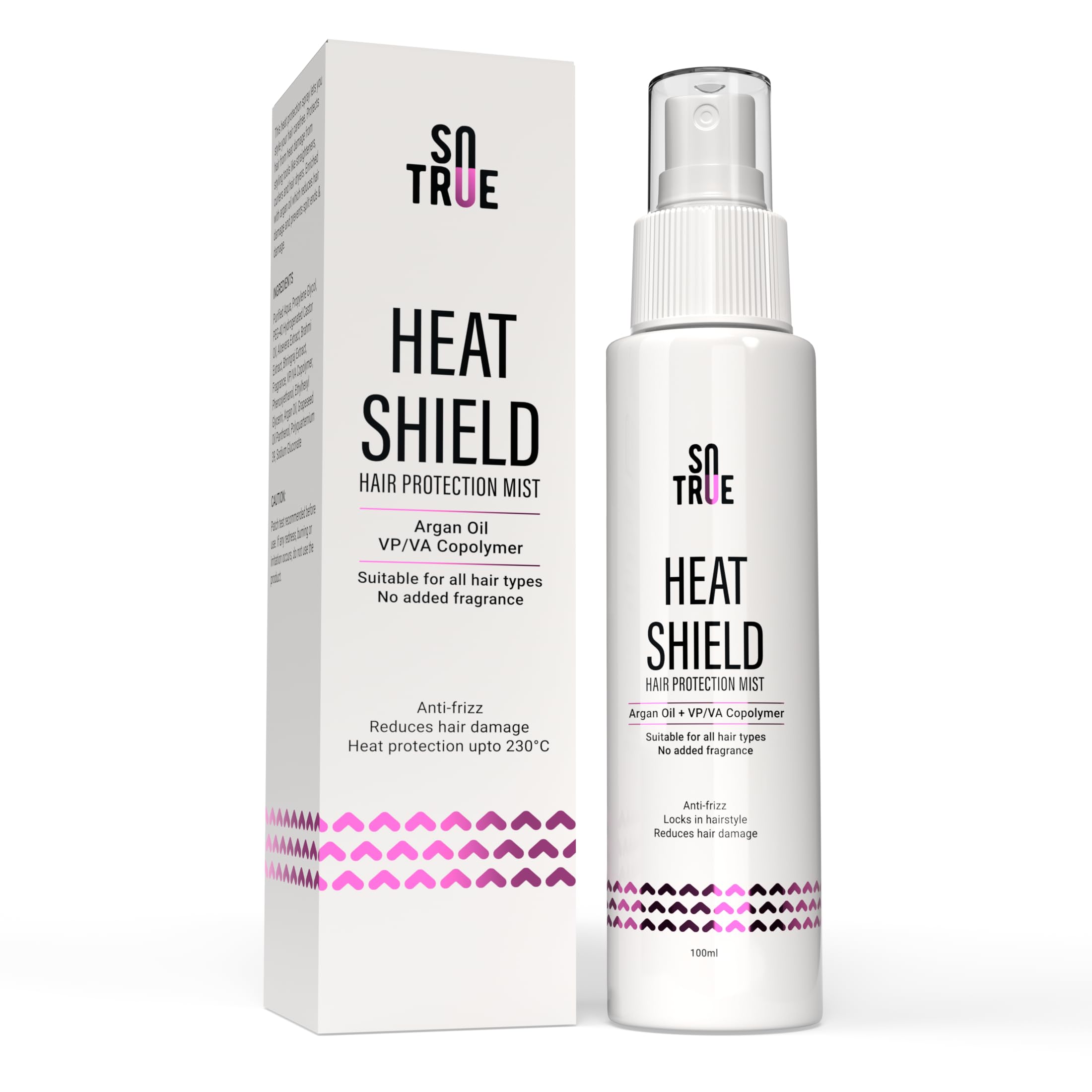 Sotrue Heat Shield Hair Protection Spray - Anti-Frizz & Damage Control for All Hair Types | Fragrance-Free Thermal Mist (Up to 230°C/446°F) | 100ml | Perfect for Styling, Blow Drying & Flat Ironing