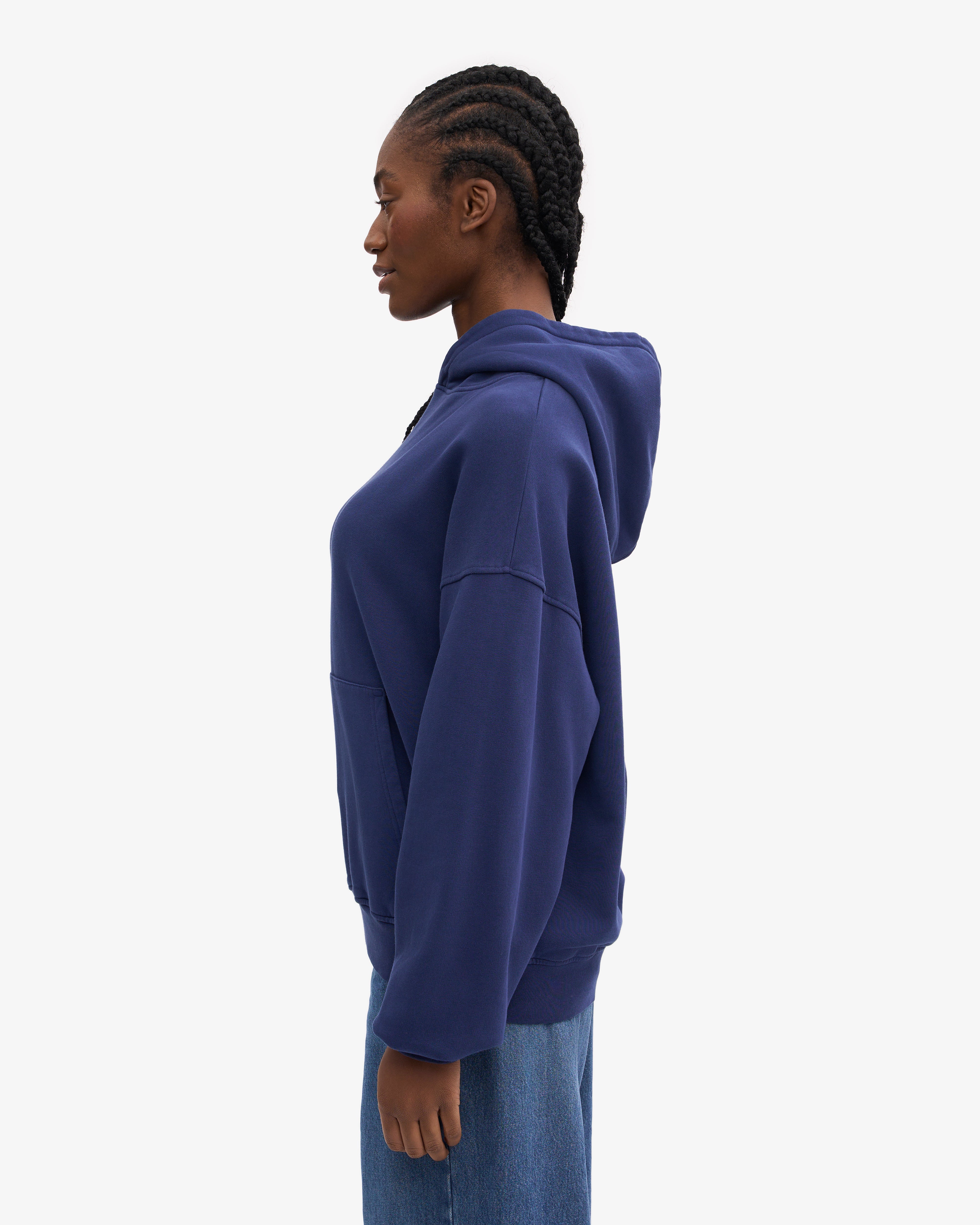 Organic Oversized Hoodie - Soft & Comfortable Unisex Pullover Sweatshirt - Marine Blue - Perfect for Casual Wear, Lounging & Outdoor Activities
