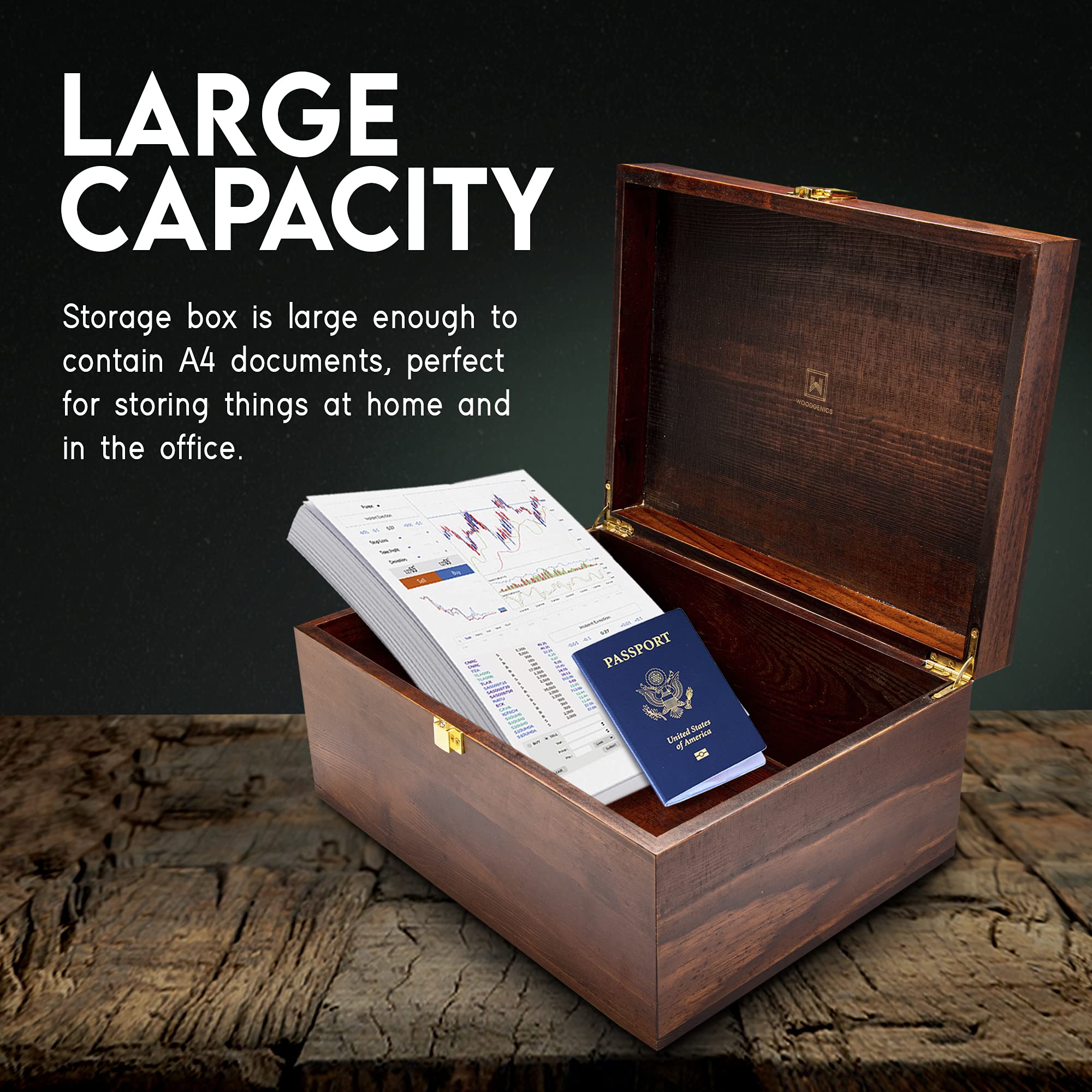 Wooden Keepsake Box with Lid - Large Storage for Memories & Gifts (Chocolate Brown) - Perfect for Jewelry & Home Decor