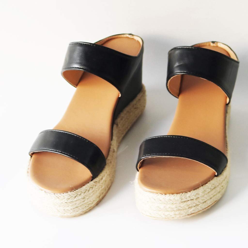 TUQIDEWU Women's Espadrille Sandals - Summer Dressy Open Toe Slip-On Comfortable Platform Wedge Sandals for Beach, Vacation & Casual Outings