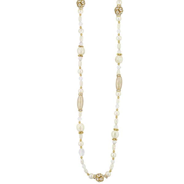 Antiquities Couture Women's Faux Pearl and Crystal Rope Necklace - 38 Inch Elegant Vintage Statement Jewelry for Evening Gowns, Weddings & Special Occasions