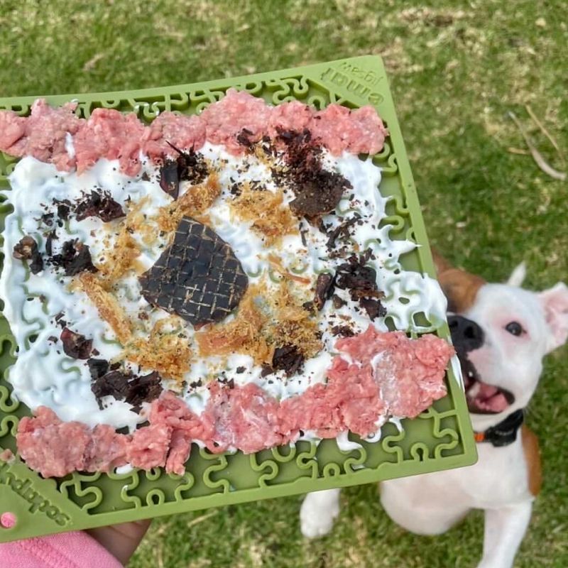 Sodapop Jigsaw Enrichment Puzzle Mat for Dogs - Olive Green Interactive Feeding & Slow Feeder Mat - Perfect for Mealtime, Training & Mental Stimulation