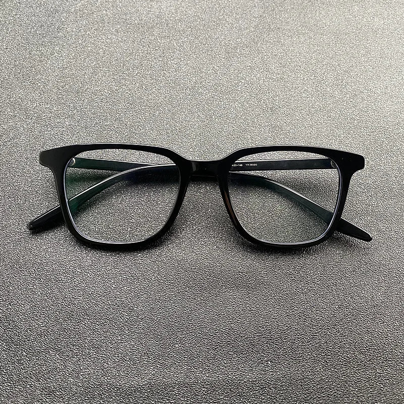 Stylish Black Acetate Square Full Rim Eyeglasses for Men - Classic Frame for Work, Reading & Everyday Use (Model 9020)