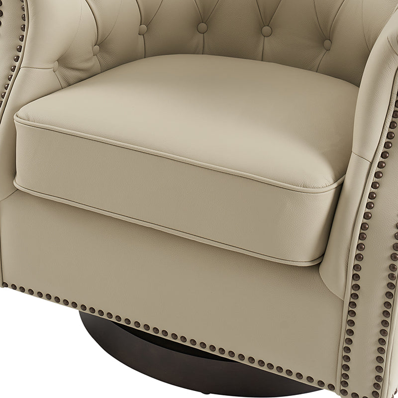 Morris Chesterfield Traditional Rocker Button Tufted Swivel Chair - Classic Leather Upholstered Recliner for Living Room, Office & Study - Perfect for Relaxing, Reading & Entertaining Guests