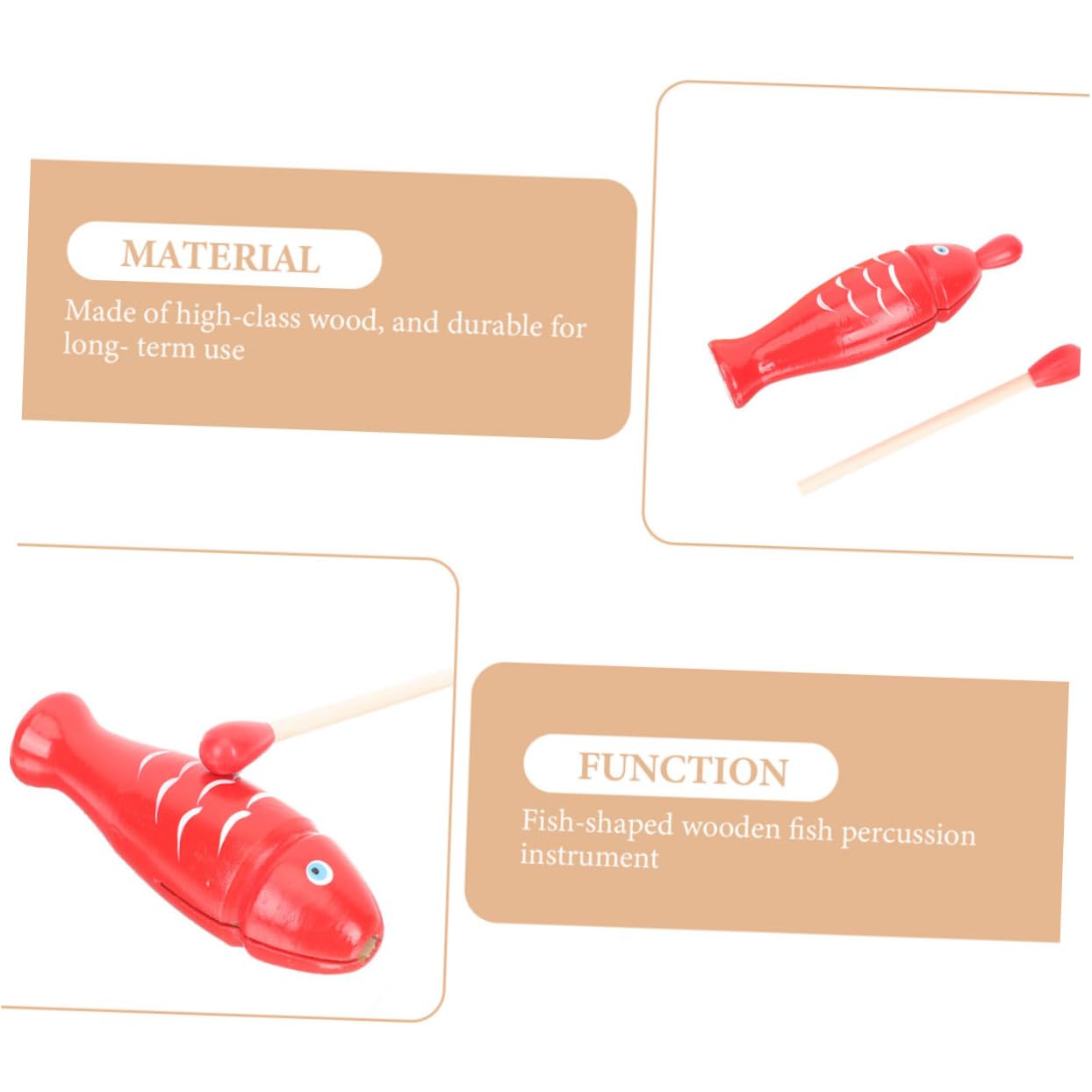 BCOATH Small Wooden Fish Guiro - Musical Instrument Toy for Babies & Kids - Fish Shaped Percussion Toy with Mallet - Early Learning & Sensory Play - Perfect for Nursery, Classroom & Music Time
