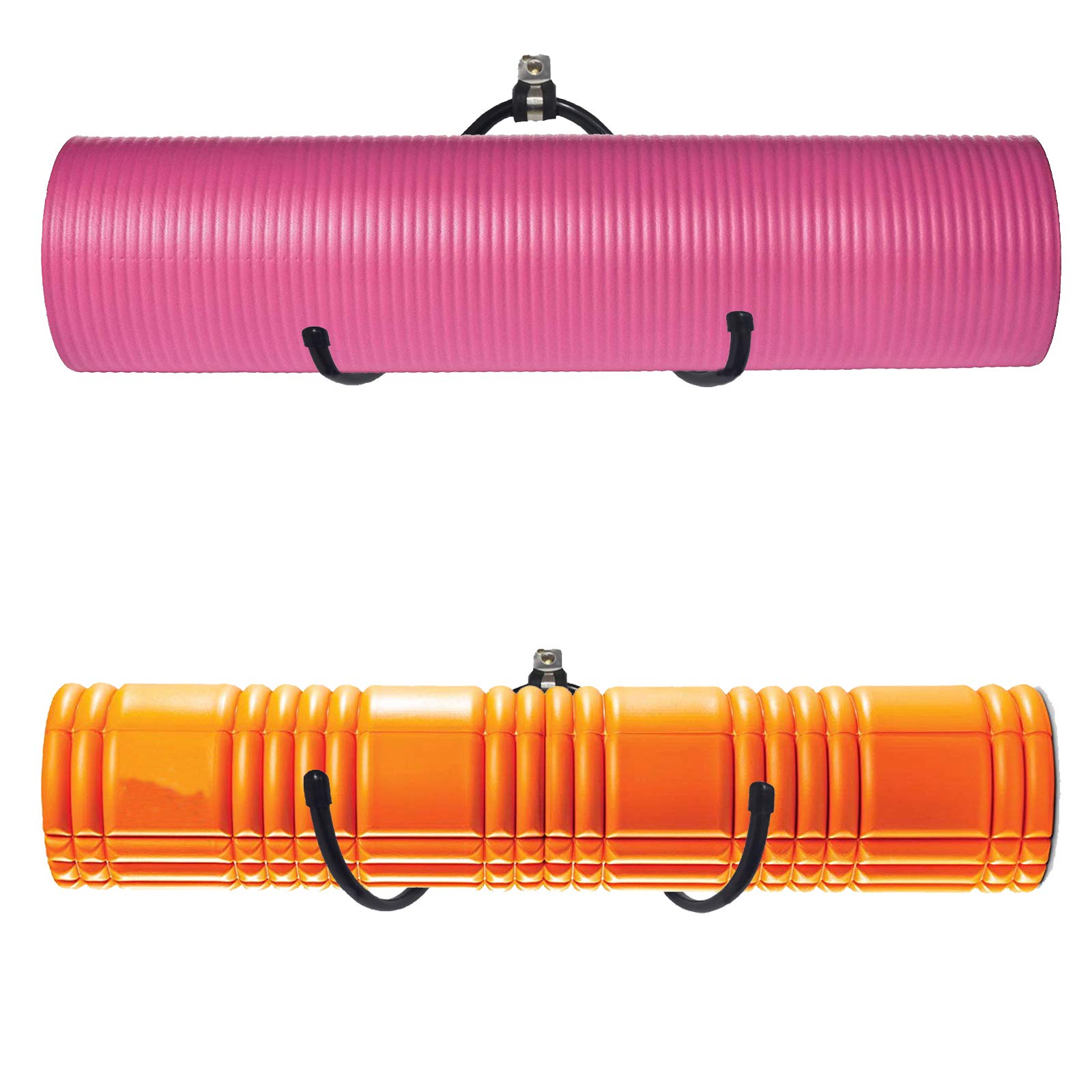 Premium Yoga Mat Storage Rack & Foam Roller Holder - Wall Mountable Shelf for Bathroom, Yoga Room & Gym - Adjustable Size, Holds Up to 20Lbs (2 Pack) - Perfect for Organizing Exercise Mats, Foam Rollers & Bath Towels