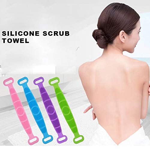 CPEX Dual-Sided Silicone Bath Scrubber Belt - Exfoliating Back Brush & Body Massager for Shower and Bath (Multi-Color) - Perfect for Deep Cleaning, Exfoliation & Relaxing Muscle Tension