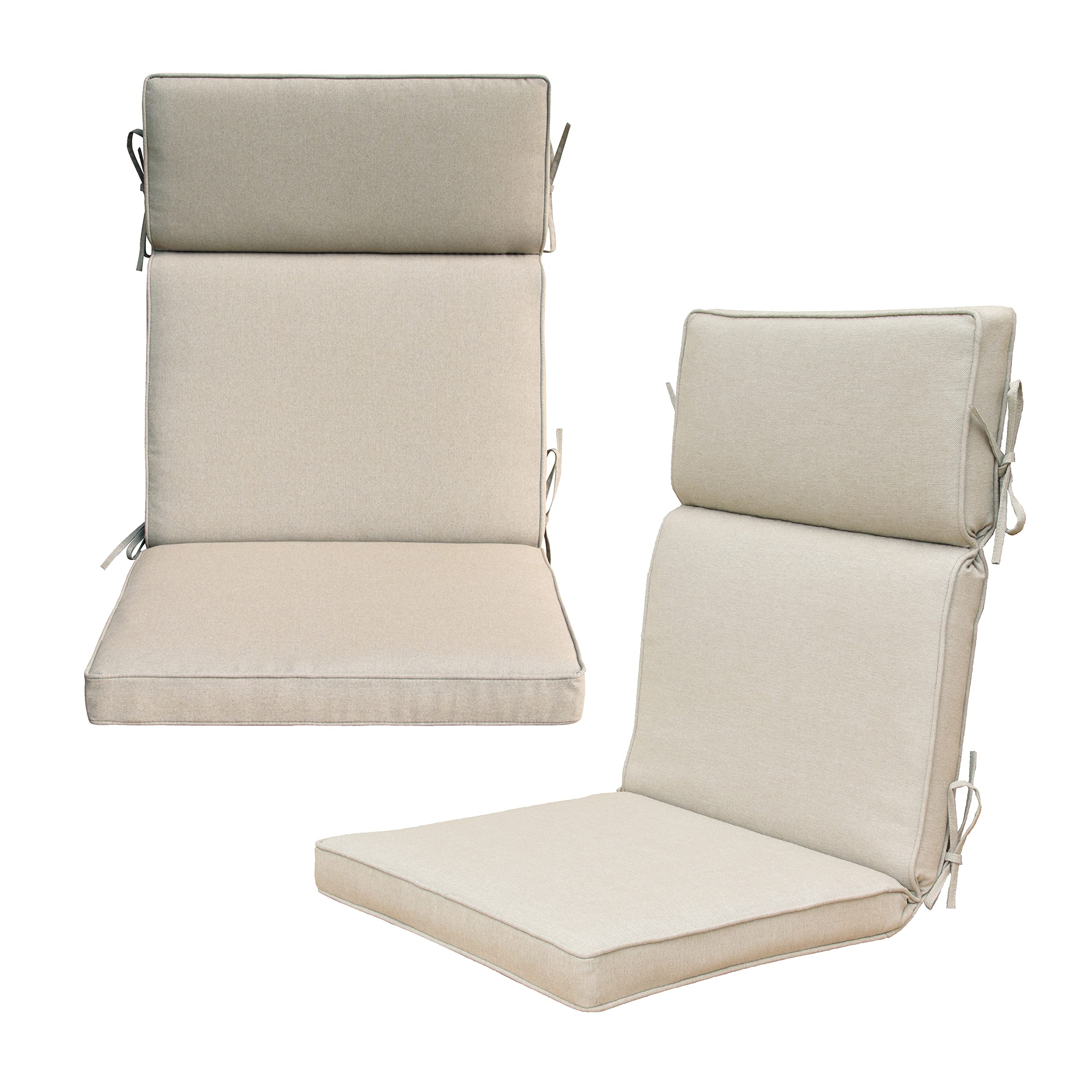 BOSSIMA Outdoor Patio High Back Chair Cushions Replacement - Adirondack Chair Cushions Box Edged Set of 2, Olefin Taupe - Perfect for Garden, Deck, Poolside & Patio Relaxation