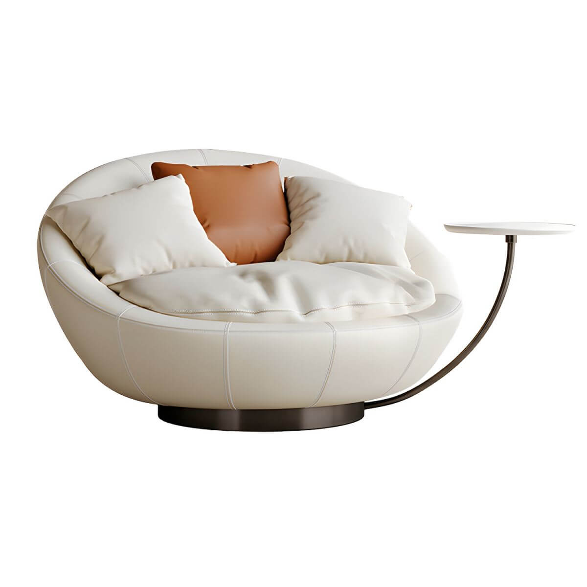 Modern White Swivel High Back Chair with Oversized Seat - Comfortable Office & Living Room Furniture for Home & Workspace