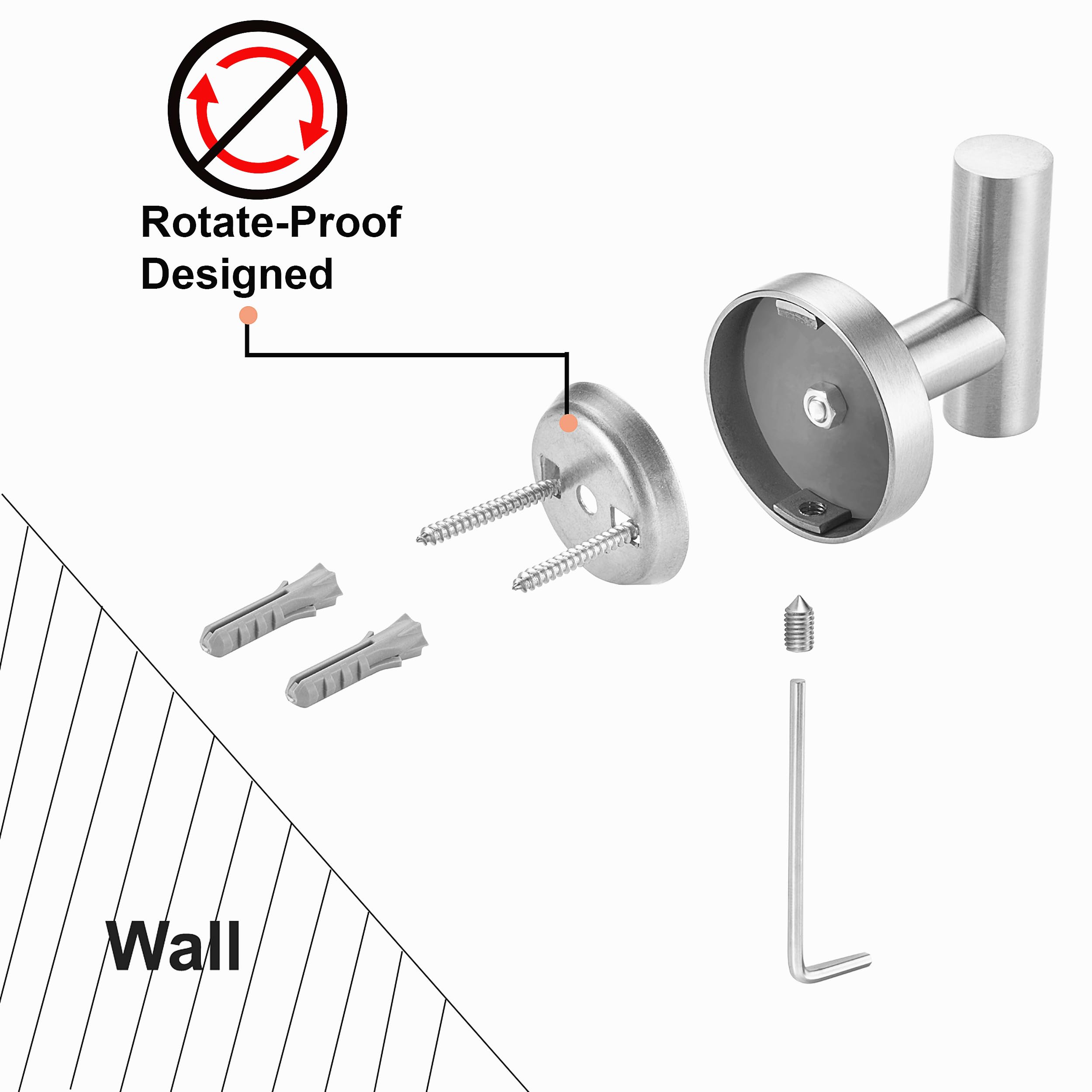 Nolimas 2-Pack Brushed Nickel Wall Mounted Stainless Steel Towel Hooks - SUS 304 Round Coat & Robe Hooks for Bathroom, Kitchen, Garage, Hotel - Perfect for Hanging Towels, Clothes, and Sponges on Doors & Cabinets